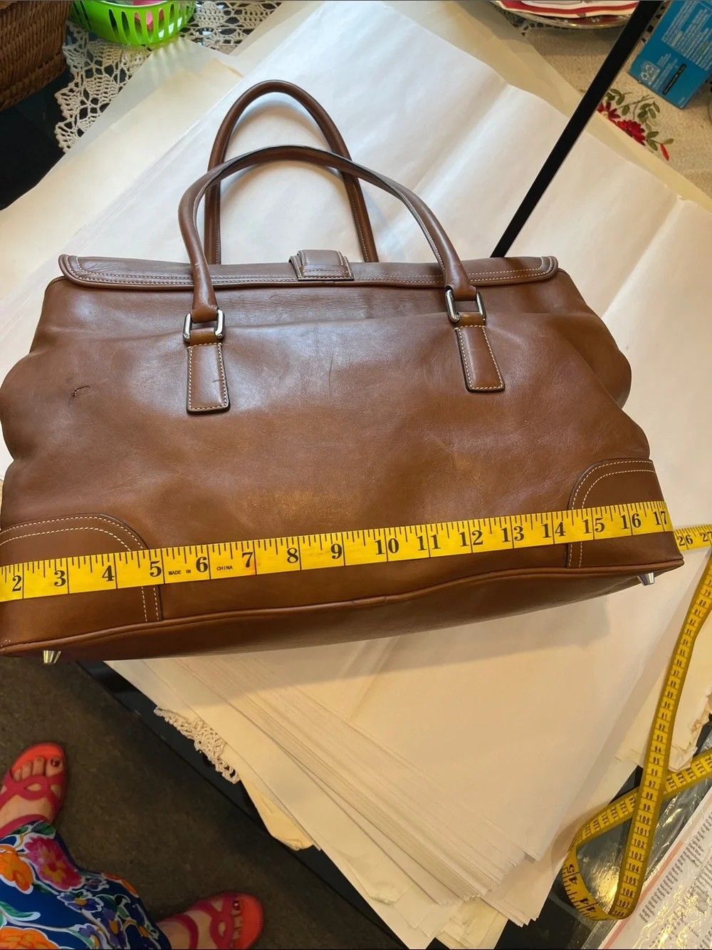 Coach LG Burnished Caramel Tan Leather Soho Buckle Flap Tote Bag Purse Satchel